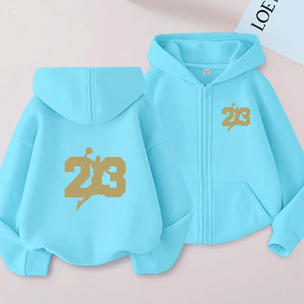 Sporty zip-up hoodies, fashionable casual jackets and warm tops for autumn and winter, suitable for boys and girls aged 3 to 12 years