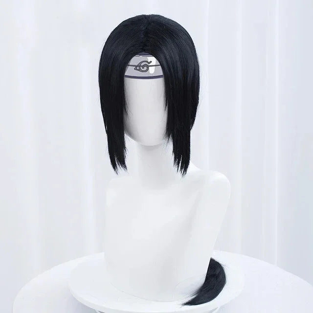 Anime Uchiha Itachi Cosplay perruque Itachi Uchiha longue ligne droite noir résistant à la chaleur cheveux synthétiques Cosplay perruques
