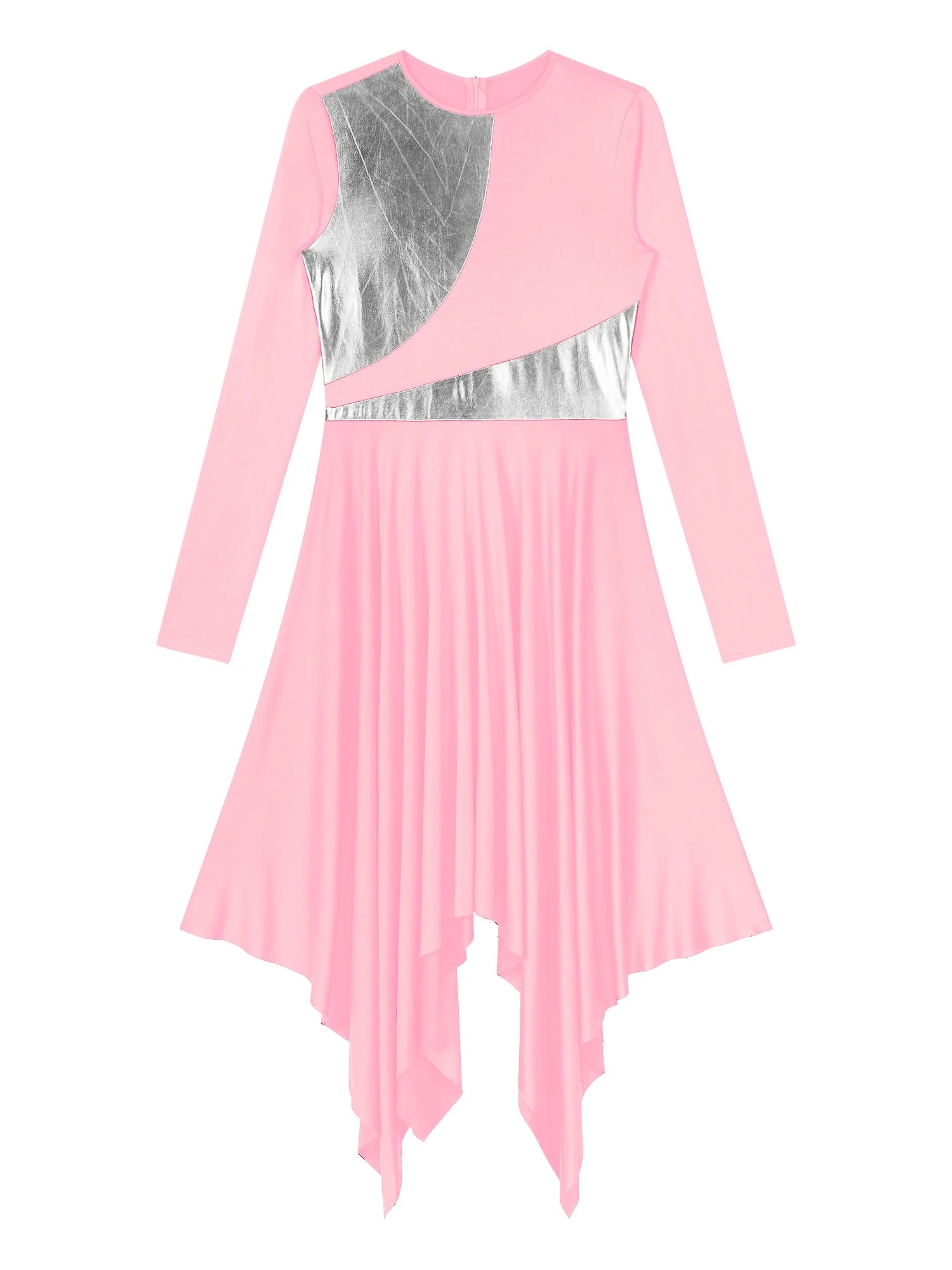 Robe de danse lyrique à manches longues pour femmes, robe à ourlet irrégulier, costume de spectacle liturgique, vêtements de danse modernes, culte de la chorale d'église