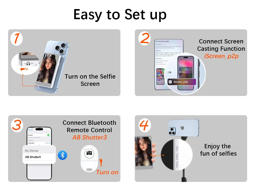 Écran de moniteur Vlog Selfie pour téléphone, caméra arrière pour Selfie Vlog Live Stream, support magnétique pour MagSafe, connexion sans fil w