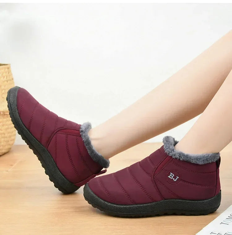 Bottes d'hiver imperméables pour femmes, bottines de neige en peluche, chaudes, noires, chaussures à plateforme en coton pour Couple, nouvelle collection 2023