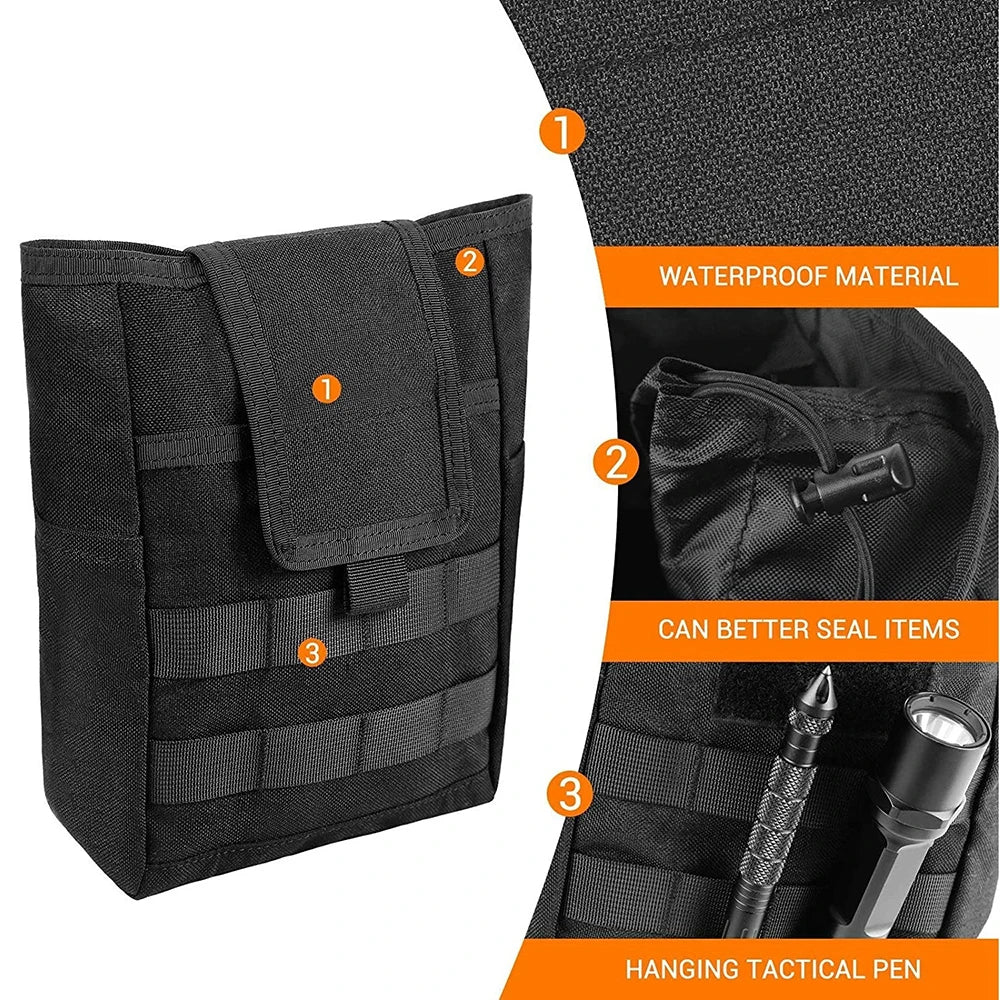 Pochette de décharge pliable Molle, sac de taille de recyclage, sacs utilitaires de chasse pour Sport de plein air, accessoire d'outil EDC, sac de récupération pliable