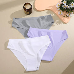 3 pièces/ensemble femmes culottes Sexy sans couture sans Trace sous-vêtements taille basse slips 9 couleurs unies respirant intimes Lingerie Ultra mince