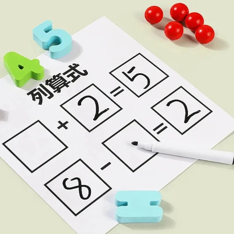 Jouet mathématique en bois pour enfants, outils pédagogiques d'addition et de soustraction, formation à la pensée logique Montessori, jouets mathématiques, éducation préscolaire