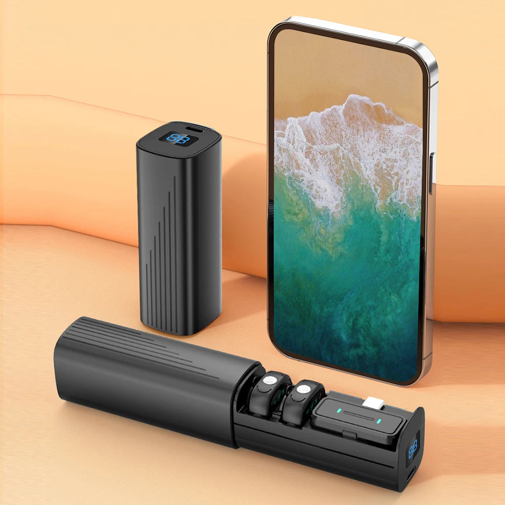 Mini Microphone sans fil professionnel avec étui de chargement de tiroir pour iPhone Android double Microphone Lavalier pour l'enregistrement vidéo
