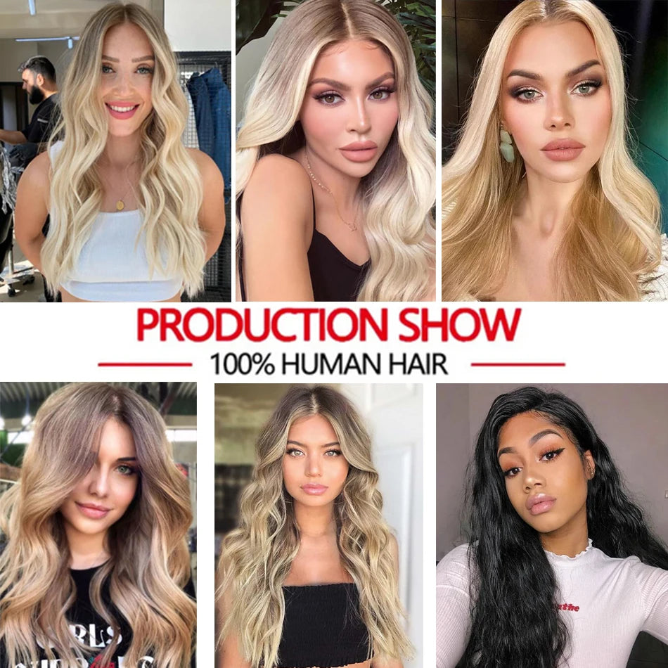 Straight Human Hair Weft Bundles Ombre Blonde Human Hair Extensions 100g/piece 16"-28" Skin Color Remy Straight Double Weft