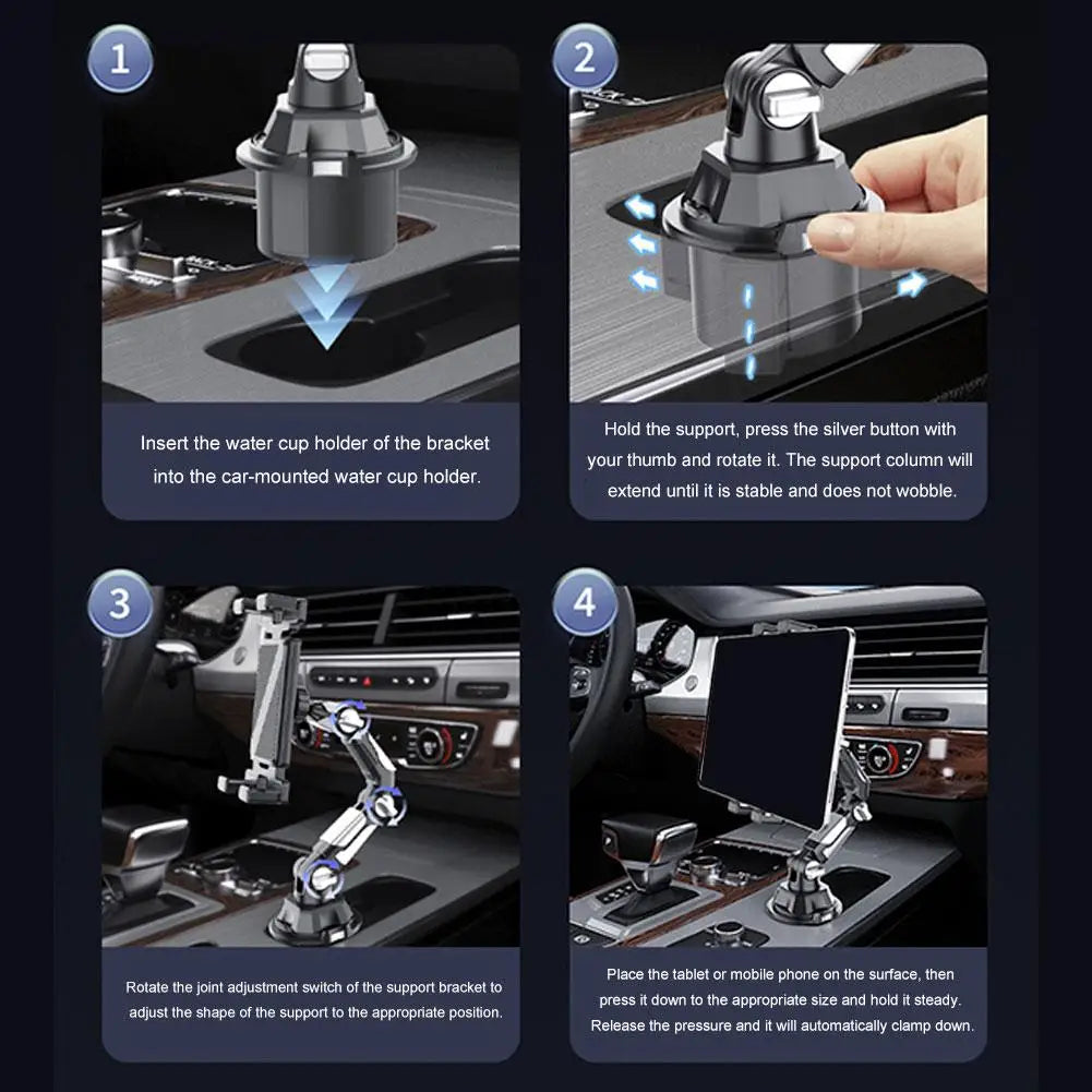 Support de téléphone portable magnétique pour voiture, rotation à 360 degrés, bras réglable, support de verre universel pour tablette et téléphone pour iPad Pro