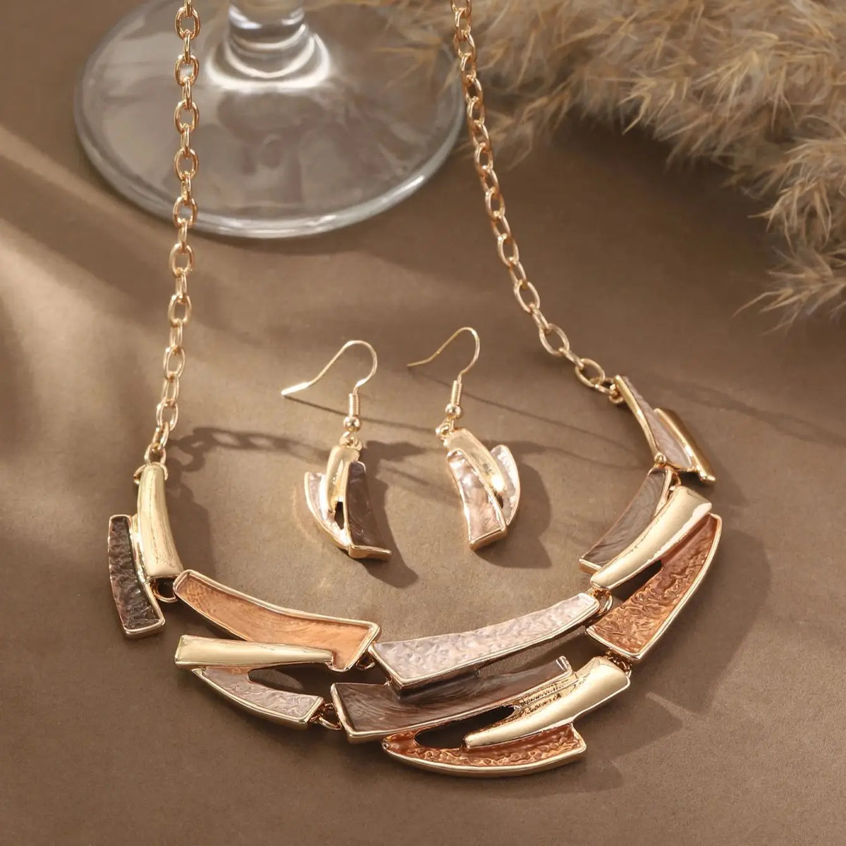 Cring Coco – ensemble de bijoux géométriques en émail fait à la main, ensemble de colliers et boucles d'oreilles populaires pour femmes, cadeau de saison de remise de diplôme