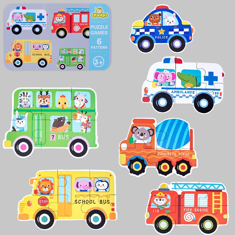 Montessori bébé Puzzle jouets éducatifs pour enfants 2 à 4 ans enfant en bas âge 3D Puzzle en bois enfants boîte de fer jeux de Puzzle jouets