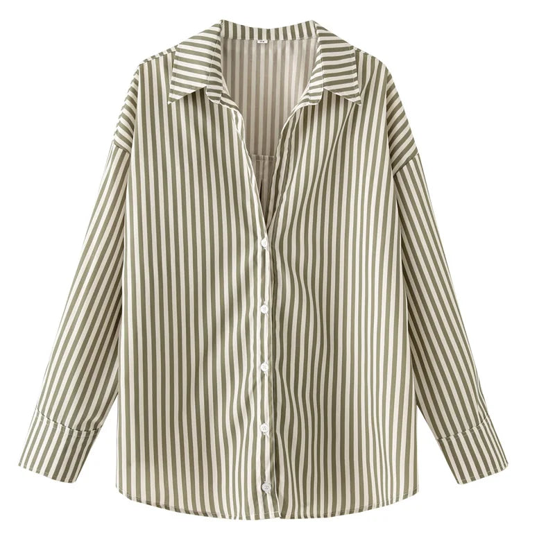 HXAO 2025 femme Blouses longues chemises à rayures femmes printemps été à manches longues bleu blanc chemise femme grands hauts chemises boutonnées