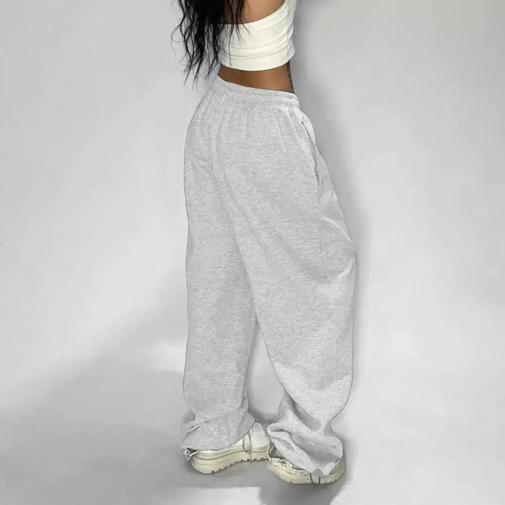 Pantalon de survêtement décontracté pour femmes, couleur unie, taille haute, à lacets, ample, jogging, classique, Baggy, Streetwear, Sport, danse, Y2K