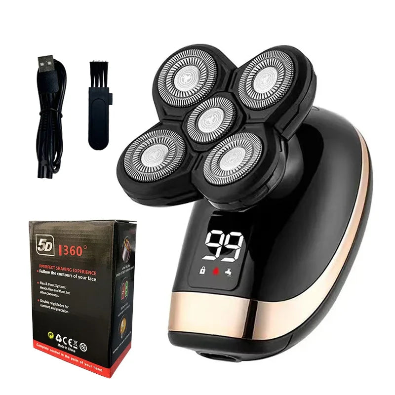 Rasoir électrique 5 en 1 pour hommes, Machine à raser Rechargeable, pour barbe, humide et sec, double usage, étanche, charge rapide