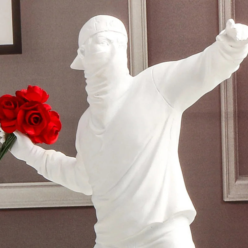 Statues en résine, Sculptures, lanceur de fleurs Banksy, bombardier, accessoires de décoration pour la maison, ornements modernes, Figurine de collection