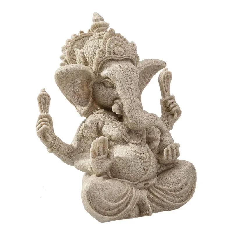 Handmade sandstone Ganesha Buddha elephant statue, sculpture for home and living room decoration