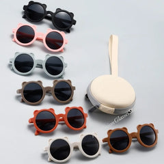 Mignon petit ours pliant enfants lunettes de soleil garçons filles Protection solaire lunettes de soleil mode bébé Protection UV lunettes pour enfants