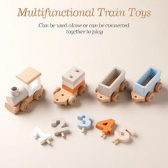 Jouets Montessori Train en bois jouet d'anniversaire bébé jouets éducatifs chariot en bois bébé jouets d'apprentissage nombre de bois bébé jouets cadeaux