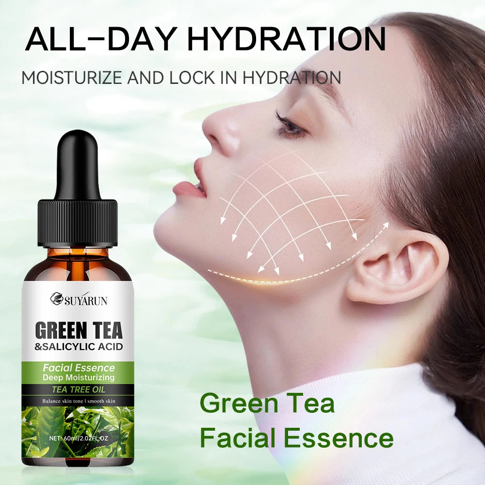 Contient l'acide salicylique et le thé vert pour éliminer les taches foncées, réparation hydratante, Essence Anti-âge, soins pour la peau du visage