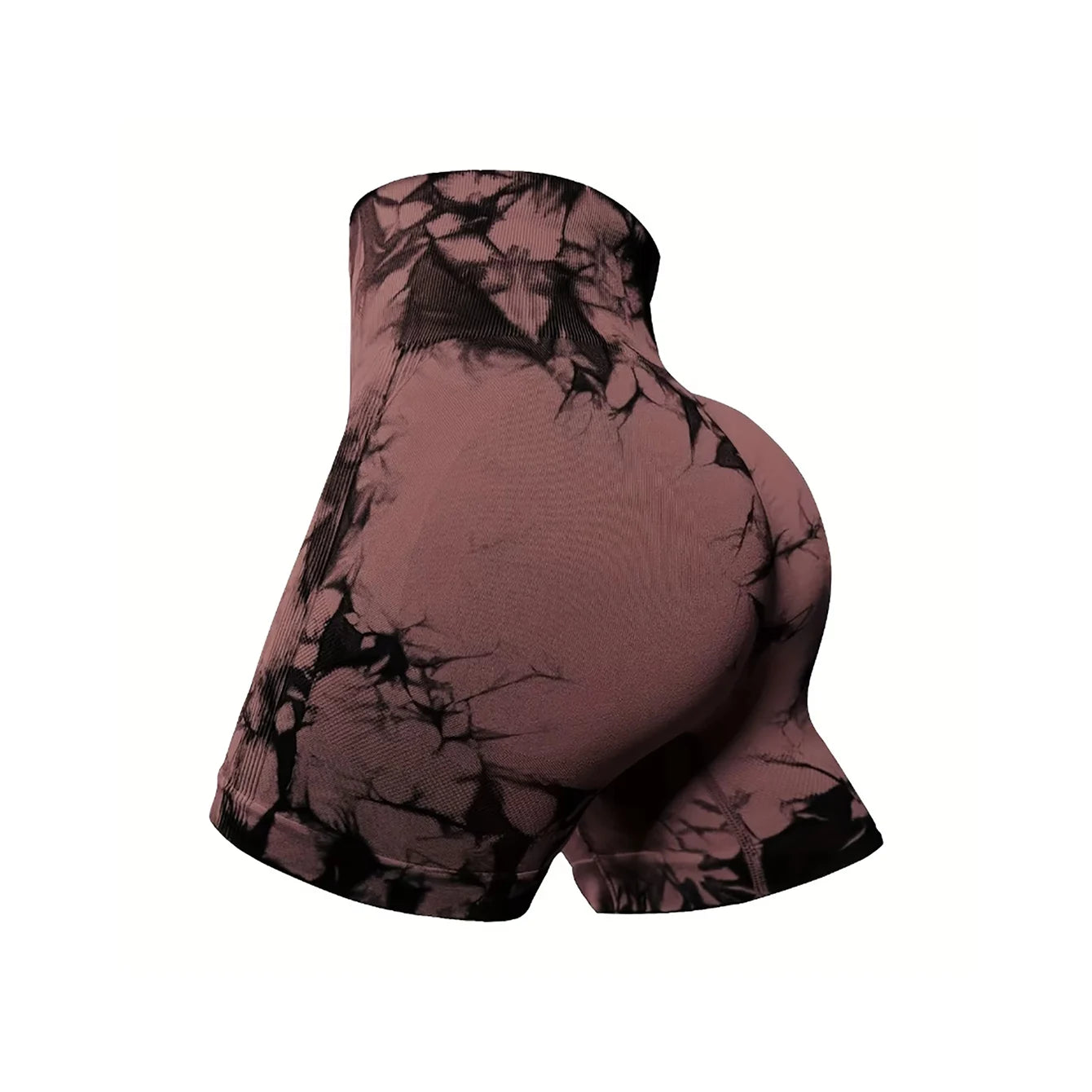 Women's 3-Piece Workout Shorts, Tie-Dye, Crinkled, Butt Lifting, High Waist, Yoga, Gym, Seamless Booty, Biker, Activewear