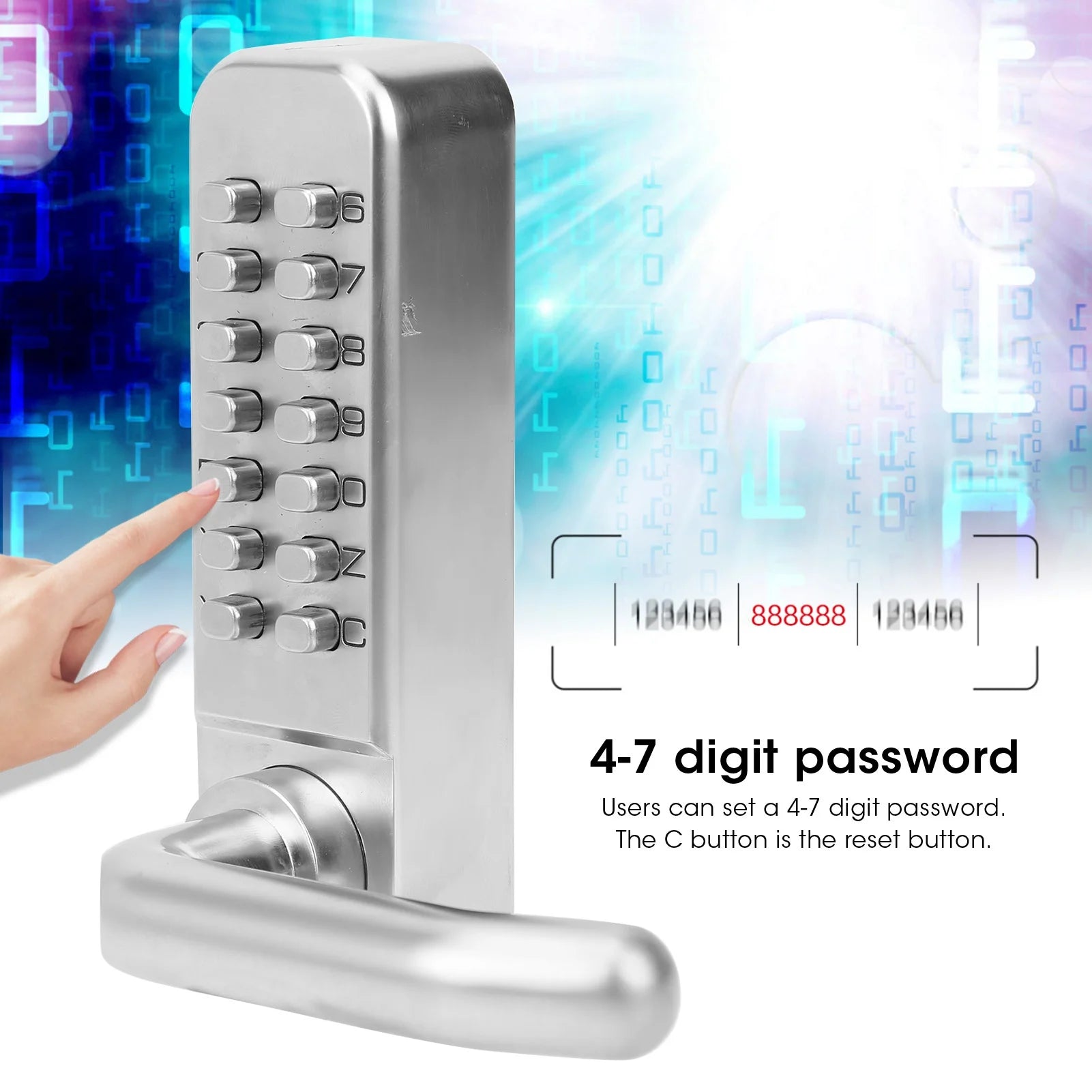 Dispositif de sécurité à domicile avec entrée sans clé, serrure de porte mécanique intelligente, mot de passe numérique, puissance non extensible, sécurité antivol, accès à la maison