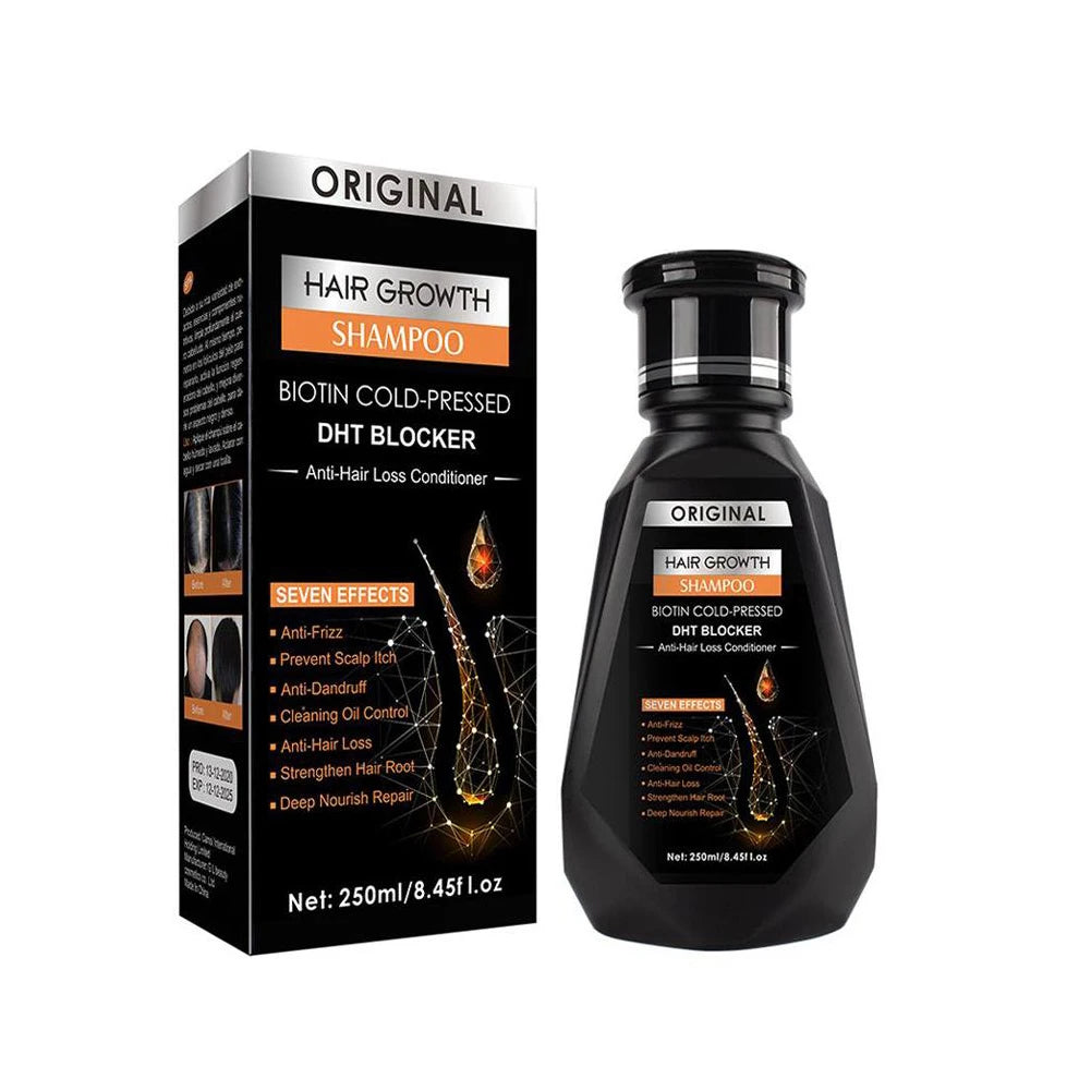 Shampoing à la biotine de 250 ml pour la croissance des cheveux et les cheveux amincissants – Shampooing au gingembre, formule épaississante pour le traitement de la perte de cheveux pour femmes et hommes