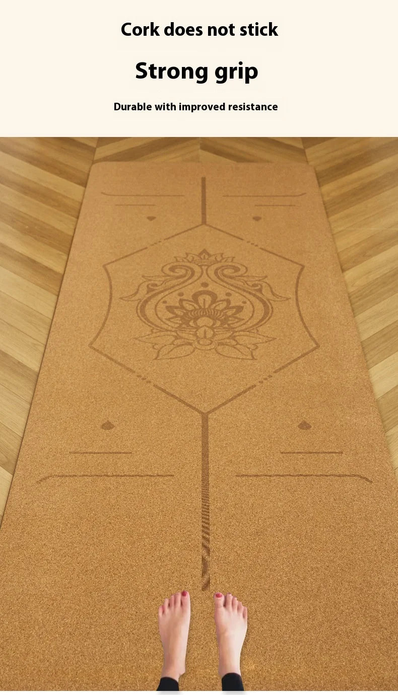 2025 Nouveau tapis de yoga de luxe en liège et caoutchouc naturel avec lignes d'alignement gravées au laser - Absorption des chocs, antidérapant, réduction du bruit