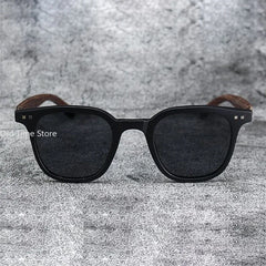 Lunettes De soleil classiques à jambes miroir en Grain De bois pour hommes, petite monture carrée, lunettes De haute qualité pour femmes, UV400 Oculos De Sol