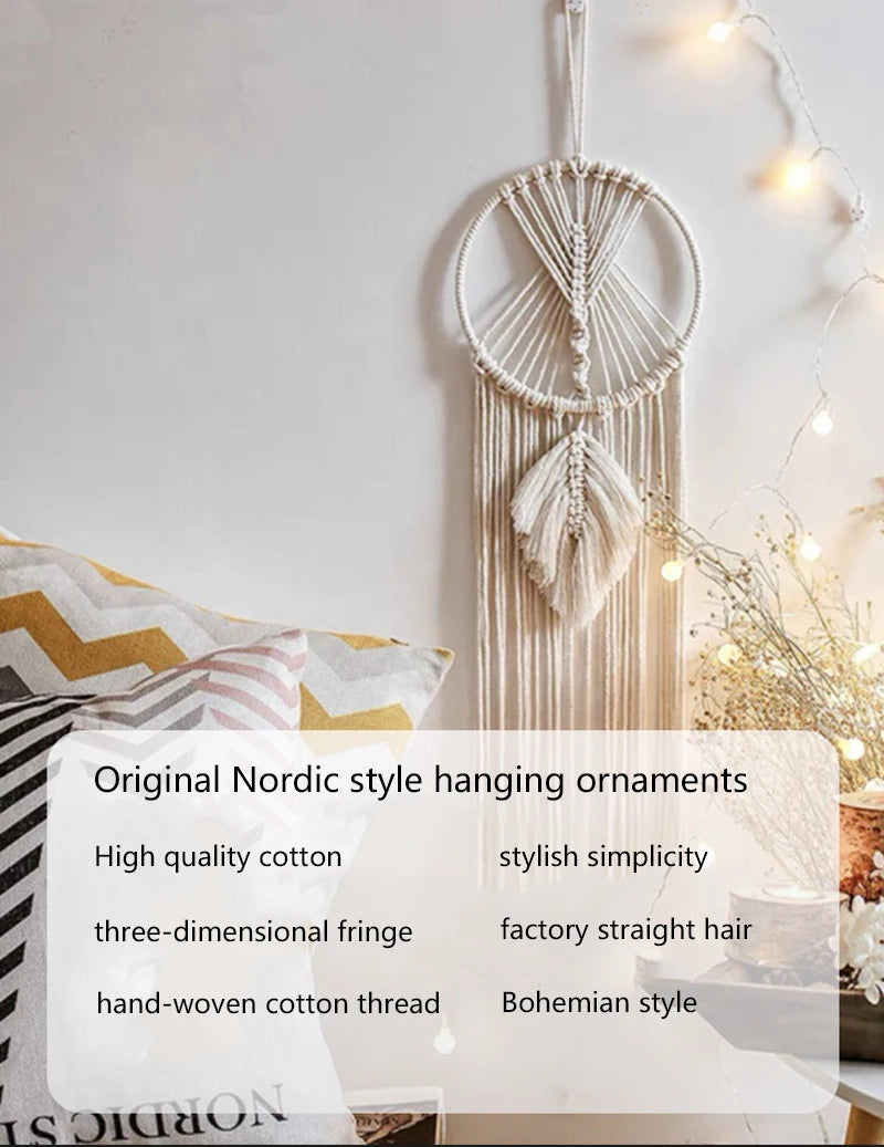 Nordic Style Macrame Wall Sconce for Baby and Child's Room, Boho Home Decor with Moon, Ramadan