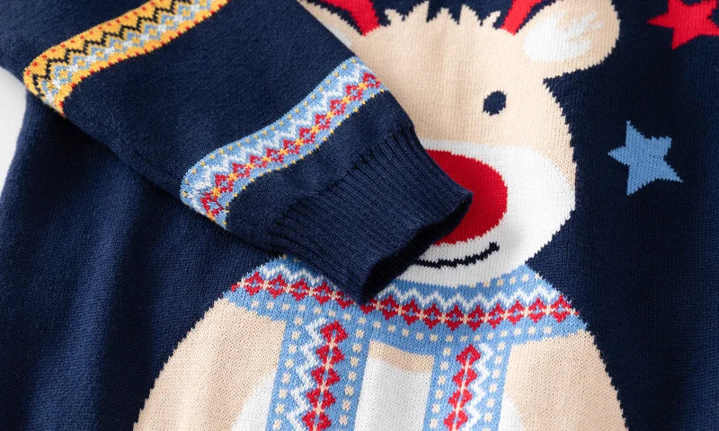 Pull imprimé de noël pour enfants, Costume du nouvel an 2025, manches longues, col rond, pulls tricotés doux et décontractés, pull chaud, haut de noël