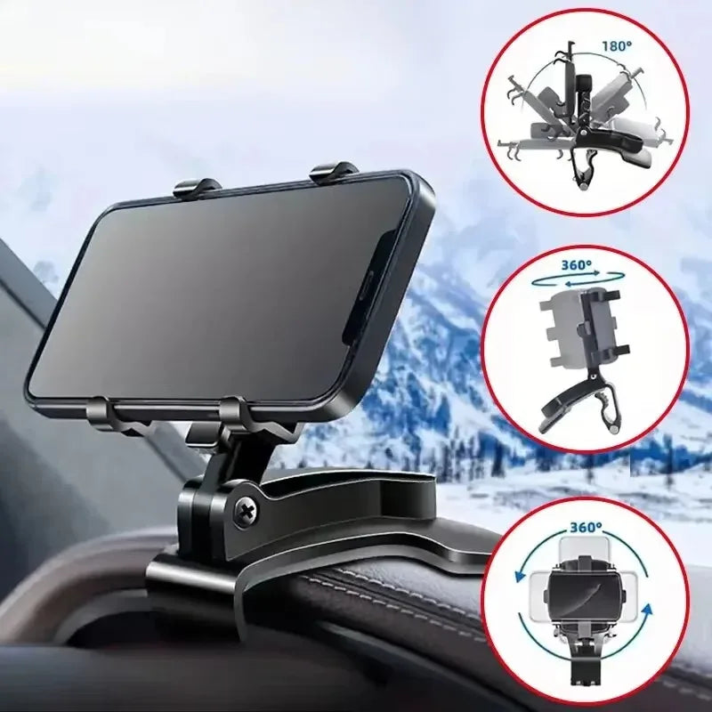 Support de téléphone de voiture rotatif à 360 degrés, Support GPS universel, Clip de tableau de bord, Support de téléphone portable de voiture dans la voiture pour iPhone