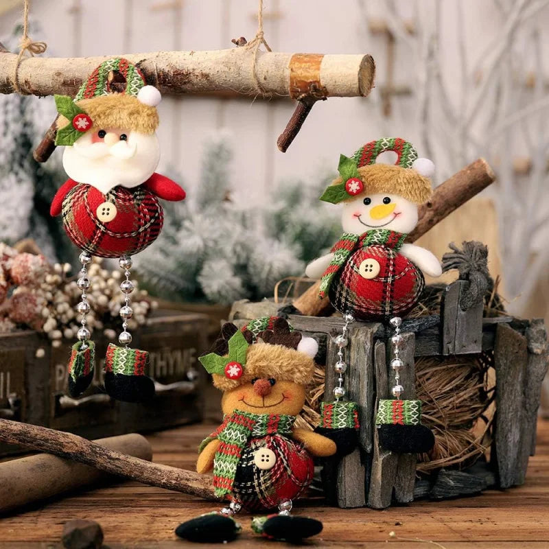 Christmas tree decorations, plush hanging ornaments for holiday parties, Santa Claus, snowman, reindeer, Christmas home decorations