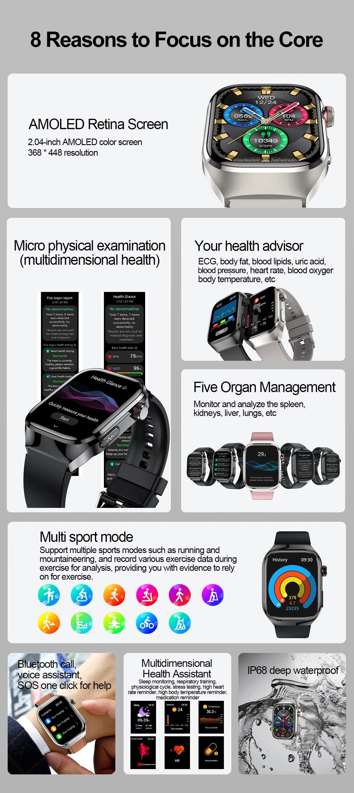 2025 nouvelle montre intelligente ECG femmes BT appel fréquence cardiaque lipides sanguins acide uricique moniteur de santé montres AI voix 650mAh sport Smartwatch