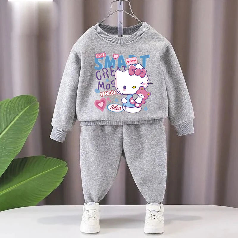 Sanrio printemps automne enfants décontracté à manches longues sweat ensembles filles garçons pull + pantalon 2 pièces costume enfants Sport vêtements ensembles