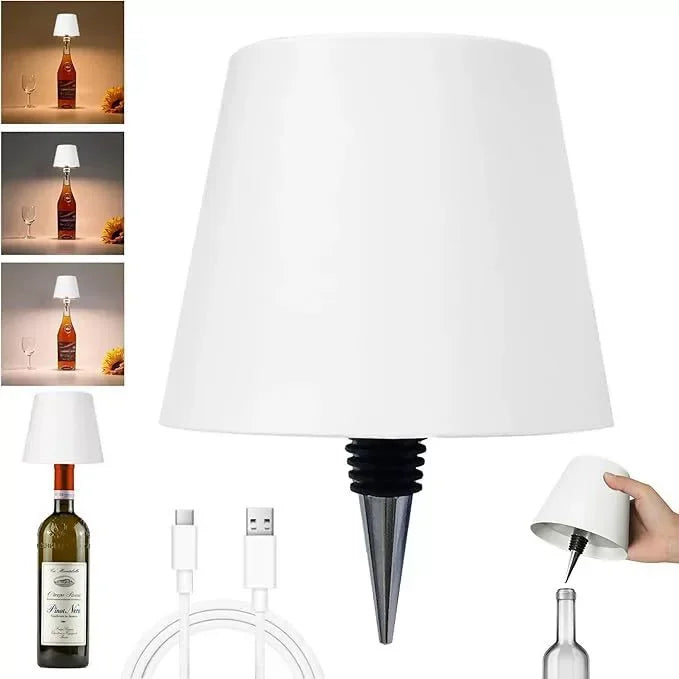Lampe de table en forme de bouteille sans fil, commande tactile, 3 couleurs, gradation continue, veilleuse adaptée au bar,