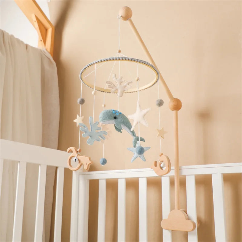 Hochets pour nouveau-né de 0 à 12 mois, jouets en feutre doux, cloche de lit de baleine, berceau Mobile suspendu, carrousel Musical, jouet pour garçons et filles, cadeau