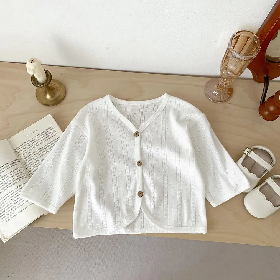 Veste d'été légère à manches longues pour enfants, vêtements pour tout-petits, cardigan solide pour documents, vêtements décontractés coréens pour bébés garçons et filles