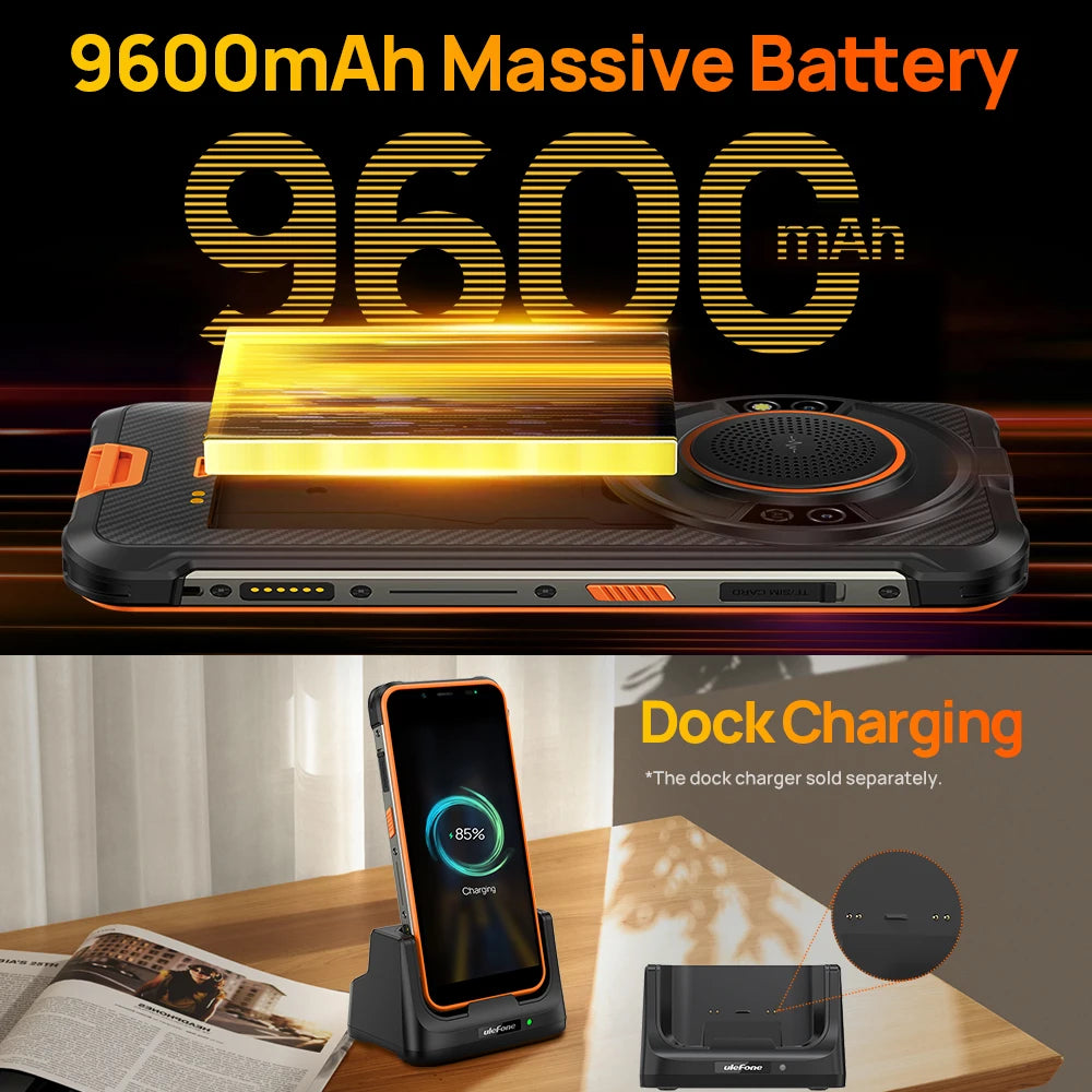 Ulefone-Smartphone Power Armor 16S, téléphone robuste et étanche, NDavid, 16 Go + 128 Go, appareil photo 50MP, 9600mAh, Android 13, Global