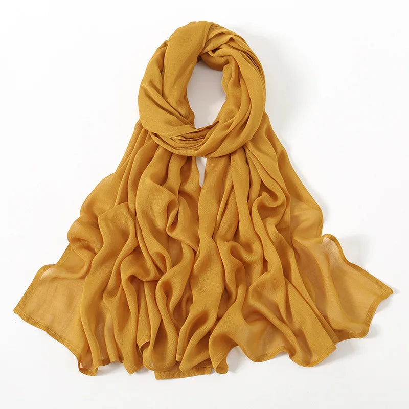 Ramadan Solid Color Plus Size Cotton Rayon Hijab Scarf Women's Muslim Headscarf Wraps Shawls Muslim Women's Headband Islamic Turban