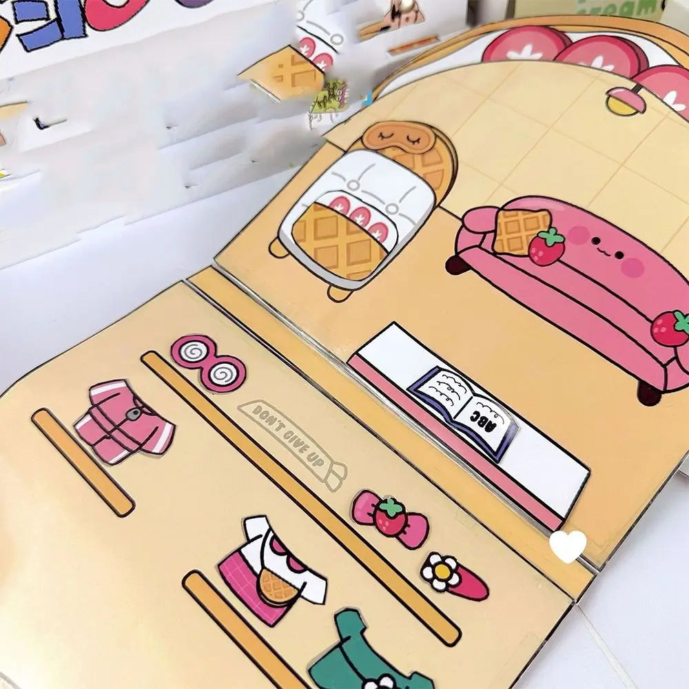 Livre de bonnet 3D, paquet de matériel, gaufre, pétrir, livre silencieux, autocollant fait maison, magasin d'ongles, livre silencieux, fait à la main, Montessori pour enfants