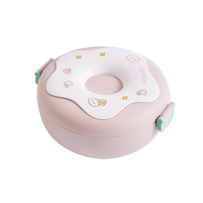 Boîte à lunch pour écolier, boîte à snack, boîte à bento étanche de dessin animé, sacs à lunch avec fourchette, cuillère, micro-ondable à 3 compartiments