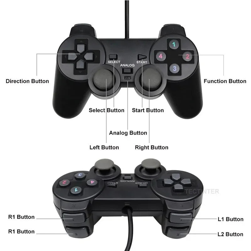 Contrôleur de jeu filaire 1/2 pièces manette de jeu USB pour PC Windows ordinateur portable Joystic Joypad pour WinXP/Win7/8/10 manette de jeu noire