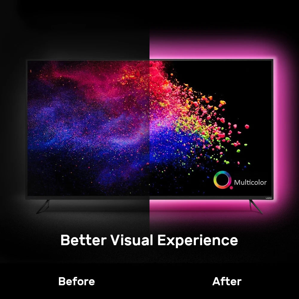 Ruban LED TV , SMD 5050 RGB Bandes Lumineuses USB avec Télécommande App Rétroéclairage TV Multicouleur pour 40-60in TV, pour maison chambre à coucher décoration [Classe énergétique A+]