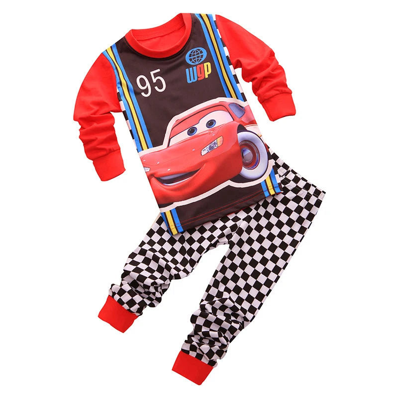 Printemps automne ensembles de vêtements pour enfants garçons 95 voitures McQueen vêtements de nuit de dessin animé vêtements enfants Pyjamas ensemble bébé filles coton Pyjamas