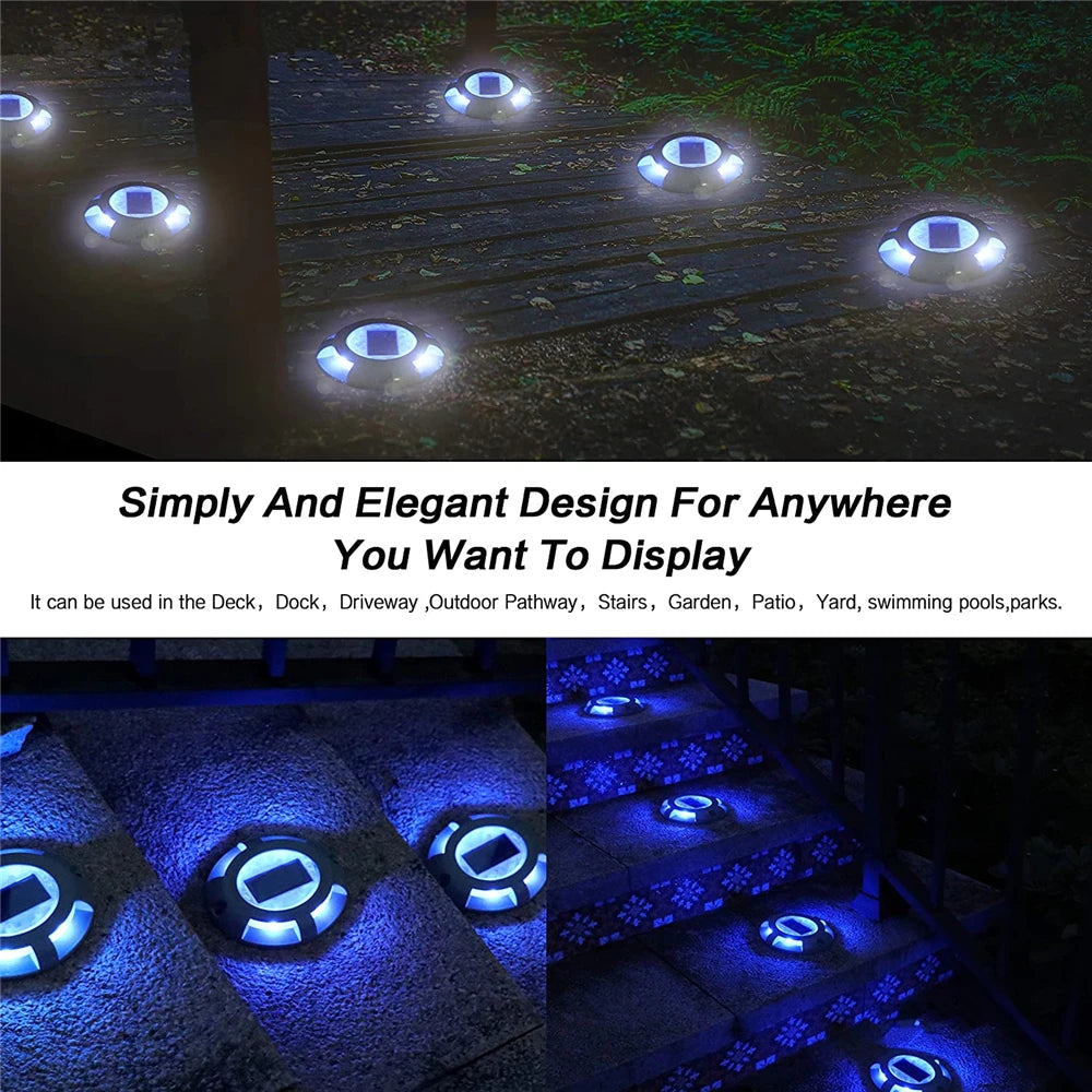 Outdoor LED solar light, waterproof, decorative outdoor lighting, ideal for a garden, stairs, patio, driveway, courtyard, dock or road, solar stud