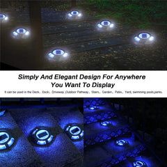 Outdoor LED solar light, waterproof, decorative outdoor lighting, ideal for a garden, stairs, patio, driveway, courtyard, dock or road, solar stud