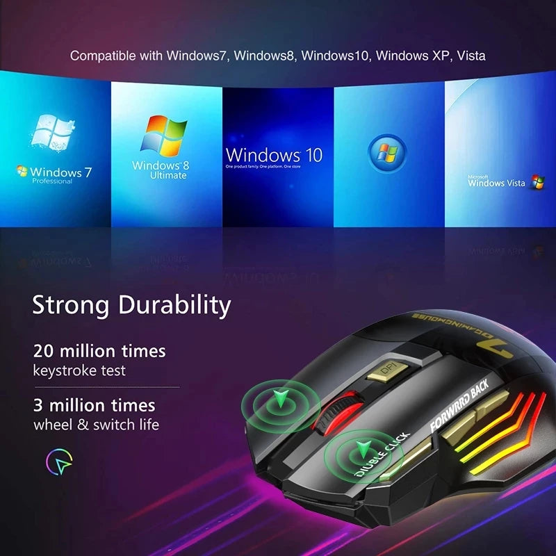 7 boutons souris sans fil Rechargeable souris de jeu souris d'ordinateur ergonomique pour ordinateur PC Gamer souris accessoires d'ordinateur portable
