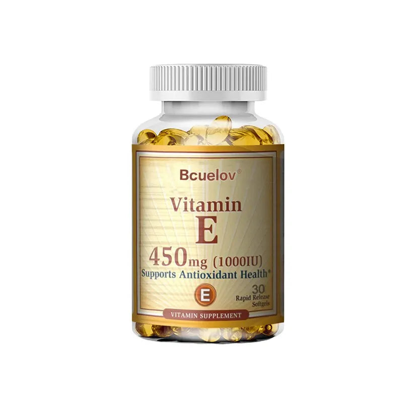Bcuelov Vitamine E 1000 IU 450mg - pour la peau, les cheveux, la santé circulataire, le support du système immunitaire - supplément antioxydant