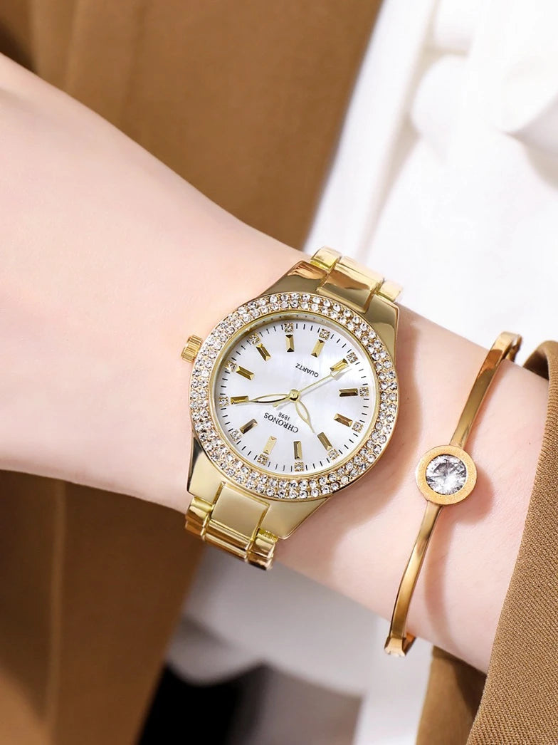 2025 CHRONOS nouvelle montre élégante pour femmes cadran coquille avec strass luxe décontracté mode dames robe étanche montre-bracelet