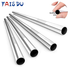 FAIS DU 4 pièces 12mm paille réutilisable en acier inoxydable 304 avec brosse de nettoyage pour un sorter facile des smoothies épais et des Milkshakes