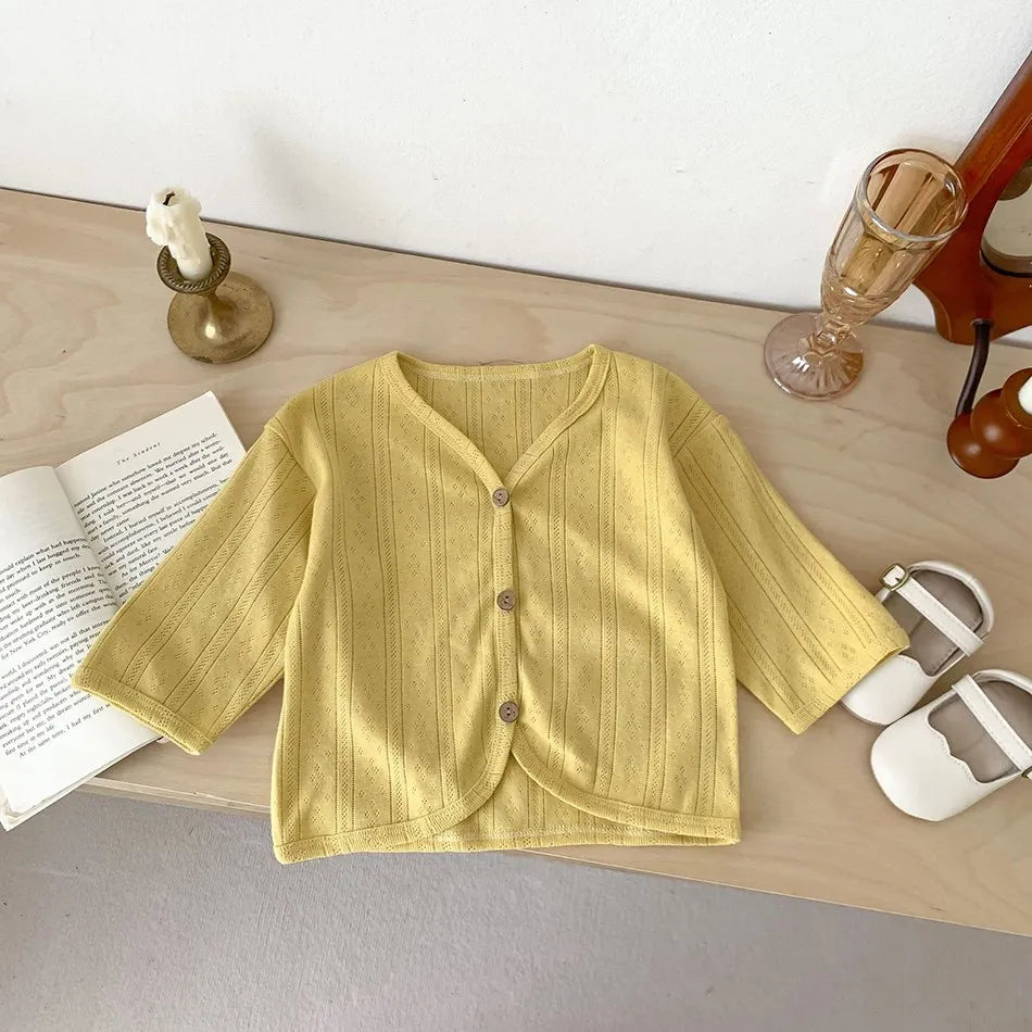 Veste d'été légère à manches longues pour enfants, vêtements pour tout-petits, cardigan solide pour documents, vêtements décontractés coréens pour bébés garçons et filles