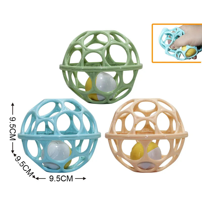 Hochet à main pour bébé, boule souple, jouets pour nouveau-né, anneaux de dentition, cloche à main, jouets sensoriels, jouets éducatifs pour enfants de 0 à 12 mois